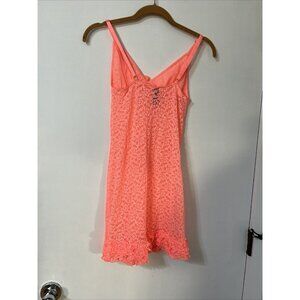 Victorias Secret Sexy Little Things Lace Slip Dress Ruffled Orange Sz M